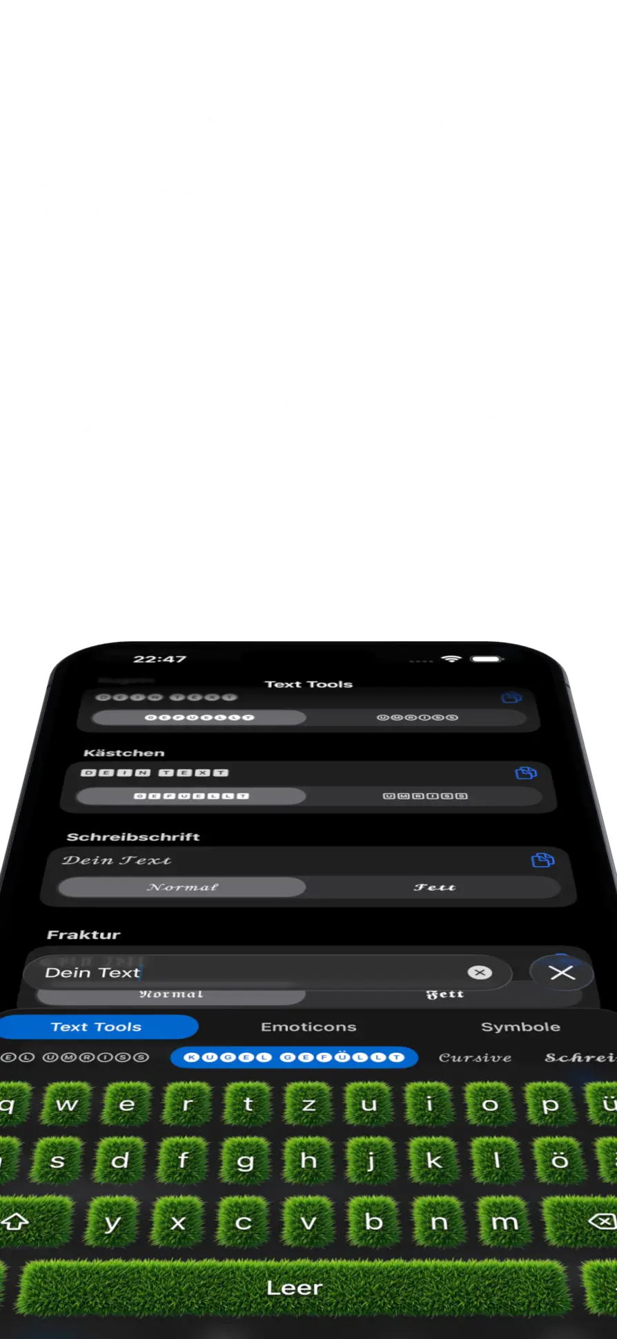 Schreib überall fett, elegant oder creepy.