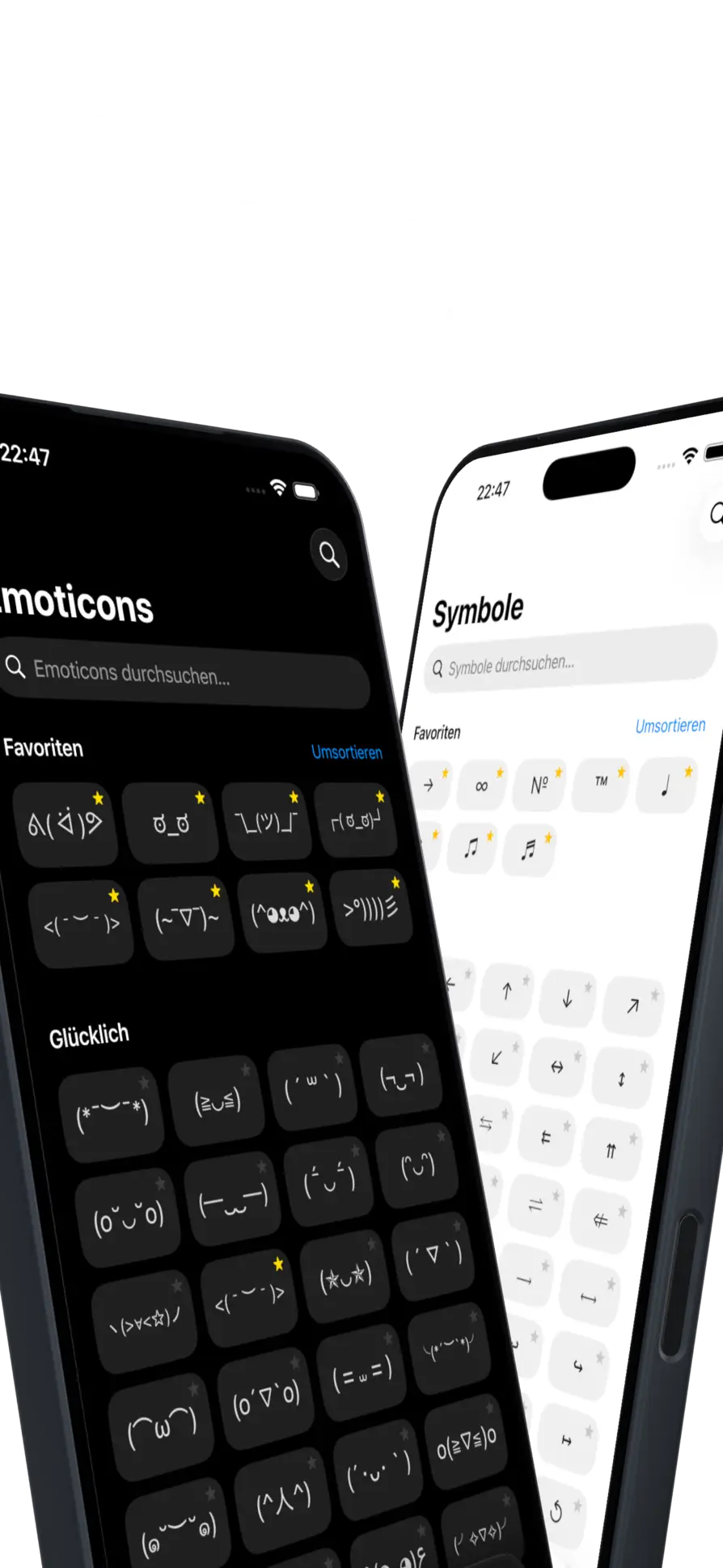 750+ Emoticons, 1500+ Symbole, für jeden Anlass