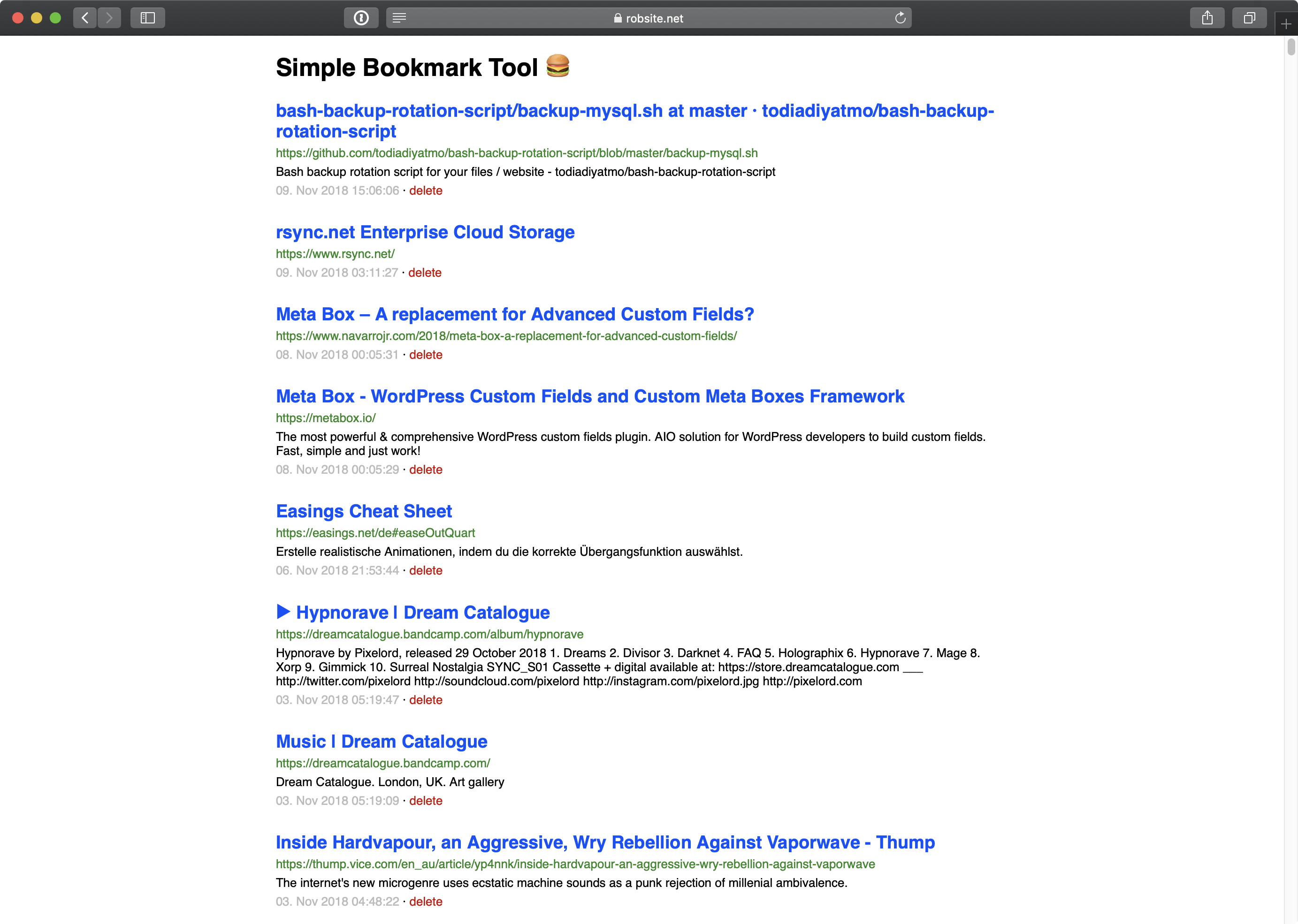 Simple Bookmark Tool Screenshot